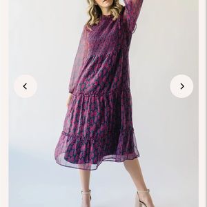 Magenta and blue floral maxi dress